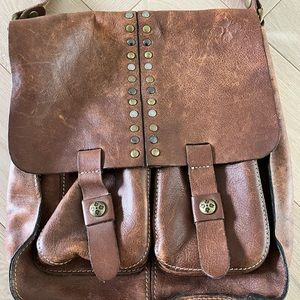 PATRICIA NASH Armeno Distressed Brown Leather Crossbody Messenger Purse Handbag